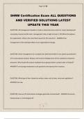 SHRM Certification Exam ALL QUESTIONS AND VERIFIED SOLUTIONS LATEST UPDATE THIS YEAR