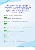 Final Exam&colon; NURS 120&sol; NURS120 &ndash; Introduction to Medical Surgical Nursing Review &vert; WCU &lpar;Latest 2026&sol; 2027 Update&rpar; 100&percnt; Verified Questions & Answers &vert; Grade A