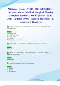 Midterm Exam&colon; NURS 120&sol; NURS120 &ndash; Introduction to Medical Surgical Nursing Complete Review &vert; WCU &lpar;Latest 2026&sol; 2027 Update&rpar; 100&percnt; Verified Questions & Answers &vert; Grade A