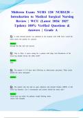 Midterm Exam&colon; NURS 120&sol; NURS120 &ndash; Introduction to Medical Surgical Nursing Review &vert; WCU &lpar;Latest 2026&sol; 2027 Update&rpar; 100&percnt; Verified Questions & Answers &vert; Grade A
