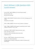 Psych 100 Exam 1 UWL Questions With Correct Answers 