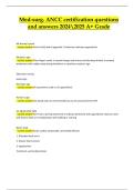 Med-surg&period; ANCC certification questions  and answers 20242025 A&plus; Grade