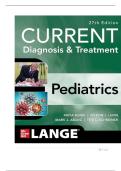 TEST BANK FOR CURRENT Diagnosis & Treatment Pediatrics, 27th Edition 27th Edition by Maya Bunik , Myron J. Levin, Mark J. Abzug ISBN: 978-1265739898 COMPLETE GUIDE ALL CHAPTERS COVERED 100% VERIFIED A+ GRADE ASSURED!!!!!NEW LATEST UPDATE!!!!!