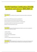 NASM Nutrition Certification Exam &vert; Complete Study Guide &vert; Verified Questions & Detailed Correct Answers &vert; A&plus; Grade 2024&sol;2025