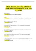 NASM Personal Training Certification Exam &vert; Actual Exam Questions & Certified Correct Solutions &vert; Latest Update 2024&sol;2025