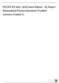 NCLEX-PN 2025&ndash;2026 Latest Release &ndash; 85 Expert-Rationalized Practice Questions &lpar;Verified Answers&comma; Graded A&rpar;