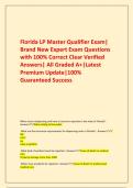   Florida LP Master Qualifier Exam&vert; Brand New Expert Exam Questions with 100&percnt; Correct Clear Verified Answers&vert; All Graded A&plus;&vert;Latest Premium Update&vert;100&percnt; Guaranteed Success