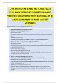 UHC MEDICARE BASIC TEST 2025&sol;2026  FULL PACK COMPLETE QUESTIONS AND  VERIFIED SOLUTIONS WITH RATIONALES &vert;&vert;  100&percnt; GUARANTEED PASS <LATEST  VERSION> 