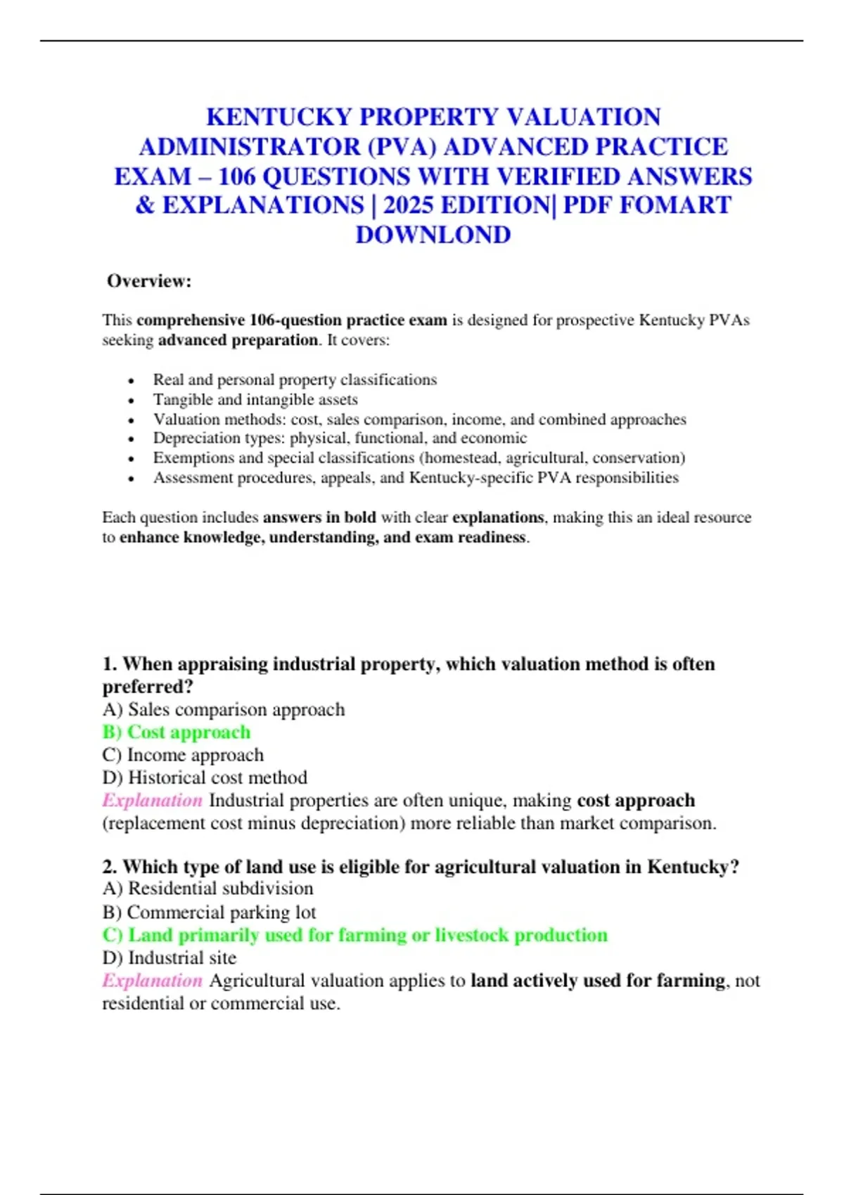 INSTANT DOWNLOAD PDF KENTUCKY (KY) PROPERTY VALUATION ADMINISTRATOR ...