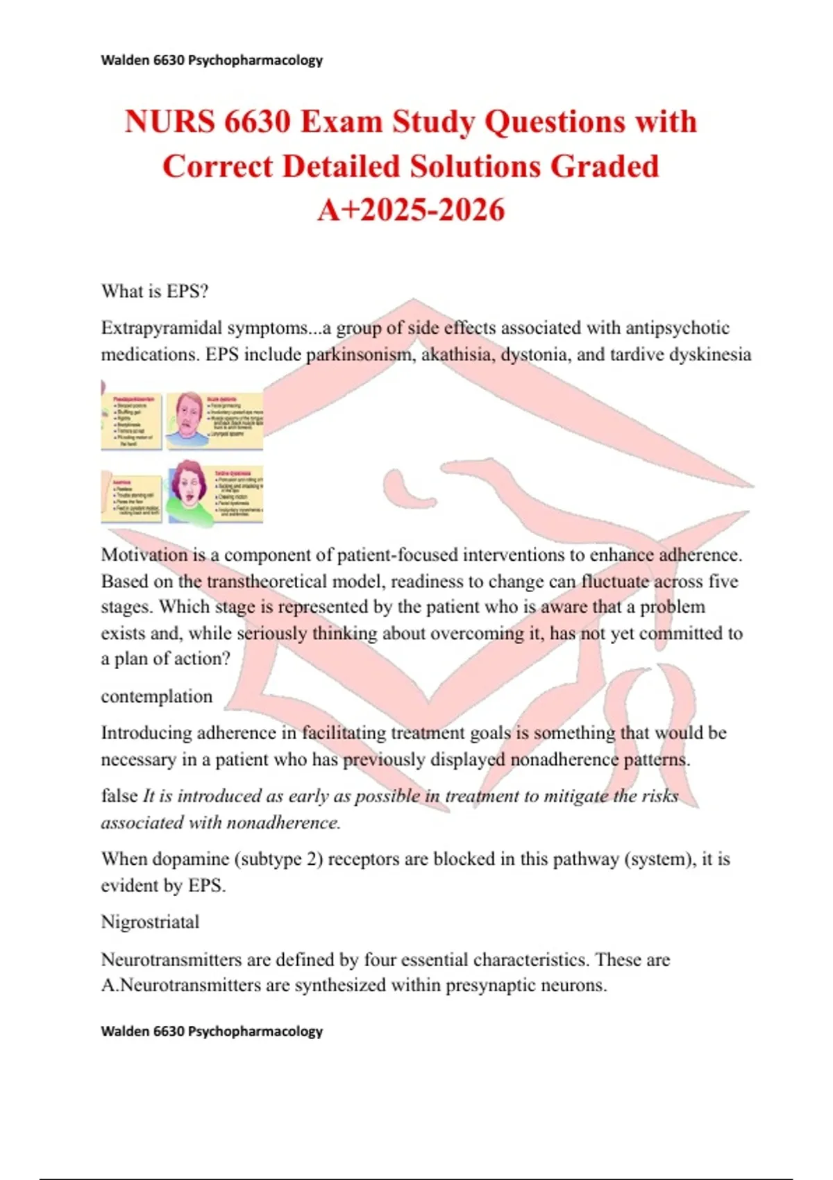 NURS 6630 Exam Study Questions with Correct Detailed Solutions Graded A ...