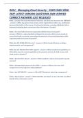 WGU - Managing Cloud Security - D320 EXAM 2026-2027 LATEST VERSION QUESTIONS AND VERIFIED CORRECT ANSWERS JUST RELEASED  