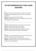 ATI RN PHARMACOLOGY FINAL EXAM 2025&period;
