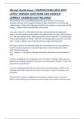 Mental Health Exam 3 NUR256 psychiatric nursing EXAM 2026-2027 LATEST VERSION QUESTIONS AND VERIFIED CORRECT ANSWERS JUST RELEASED  