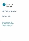 2025 Pearson Edexcel AS Level Mathematics Mark Scheme Paper 22 &lpar;8MA0&sol;22&colon; Mechanics&rpar;