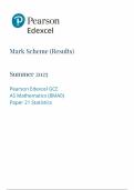 2025 Pearson Edexcel AS Level Mathematics Mark Scheme Paper 21 &lpar;8MA0&sol;21&colon; Statistics&rpar;