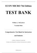 Complete Test Bank &mdash; ECON MICRO&comma; 7th Edition &mdash; William A&period; McEachern&comma; 2024 &mdash; ISBN 9780357901960 &mdash; Chapters 1&ndash;22 Covered &lpar;Latest Update&rpar;