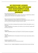NC PESTICIDE LICENCE ORNAMENTAL AND TURFGRASS PEST MANAGEMENT EXAM QUESTIONS WITH CORRECT ANSWERS&period;pdf