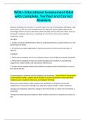 WGU &ndash; Educational Assessment Q&A with Complete&comma; Verified&comma; and Correct Answers &ndash; Comprehensive Study Material