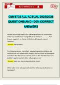 CMY3702 ALL ACTUAL 2025&sol;2026 QUESTIONS AND 100&percnt; CORRECT ANSWERS