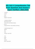 ASL Unit 4 Comprehension Test Exam Questions And Answers &vert; Expert Verified &vert; 2025&sol;2026