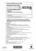 2025 Pearson Edexcel A Level Further Mathematics Paper 4D &lpar;9FM0&sol;4D&colon; Pure Mathematics&rpar;