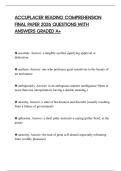 ACCUPLACER READING COMPREHENSION FINAL PAPER 2026 QUESTIONS WITH ANSWERS GRADED A&plus;