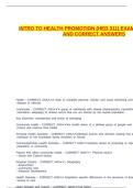 INTRO TO HEALTH PROMOTION &lpar;HED 311&rpar; EXAM 1 QUESTIONS AND CORRECT ANSWERS