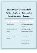 Edexcel A Level Government and Politics - Chapter 10 &ndash; Conservatism Exam Latest Already Graded A&plus; 