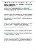 ATI Skills Module 3&period;0 Nutrition Solved Exam Questions and Answers &lpar;Complete Practice