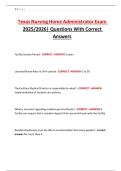 Texas Nursing Home Administrator Exam 2025&sol;2026&vert; Questions With Correct Answers