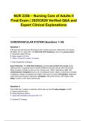NUR 2356 &ndash; Nursing Care of Adults II Final Exam &vert; 2025&sol;2026 Verified Q&A and Expert Clinical Explanations