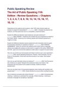 Public Speaking Review The Art of Public Speaking 11th Edition - Review Questions -- Chapters 1&comma; 2&comma; 3&comma; 6&comma; 7&comma; 8&comma; 9&comma; 10&comma; 13&comma; 14&comma; 15&comma; 16&comma; 17&comma; 18&comma; 19 Questions with correct Answers &lpar;A&plus; GRADED 100&percnt; VERIFIED&rpar;&vert; 2025&sol;2026