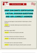 ARSP 2340 DANTE CERTIFICATION 1 ACTUAL 2025&sol;2026 QUESTIONS AND 100&percnt; CORRECT ANSWERS