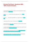 Driving Final Exam  Questions With 100&percnt; Correct Answers