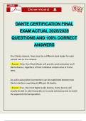 DANTE CERTIFICATION FINAL EXAM ACTUAL 2025&sol;2026 QUESTIONS AND 100&percnt; CORRECT ANSWERS