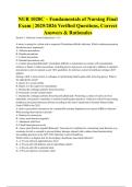 NUR 1020C &ndash; Fundamentals of Nursing Final Exam &vert; 2025&sol;2026 Verified Questions&comma; Correct Answers & Rationales