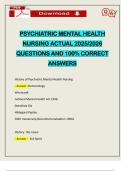 PSYCHIATRIC MENTAL HEALTH NURSING ACTUAL 2025&sol;2026 QUESTIONS AND 100&percnt; CORRECT ANSWERS