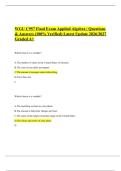 WGU C957 Final Exam Applied Algebra &vert; Questions & Answers &lpar;100&percnt; Verified&rpar; Latest Update 2026&sol;2027 Graded A&plus;