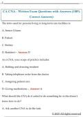 CA CNA - Written Exam Questions with Answers &lpar;100&percnt;  Correct Answers&rpar;