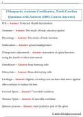 Chiropractic Assistant Certification&comma; North Carolina  Questions with Answers &lpar;100&percnt; Correct Answers&rpar;