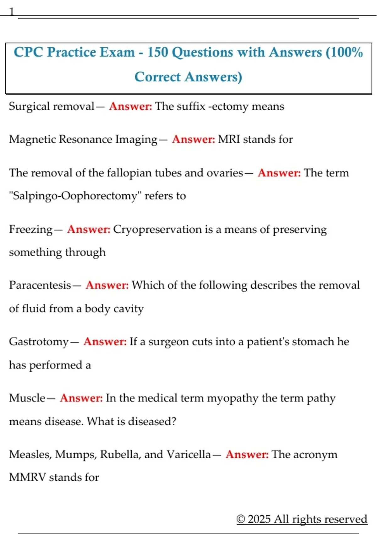 CPC Practice Exam - 150 Questions with Answers (100% Correct Answers ...