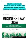 Solution & Answer Guide&colon; Business Law Today - The Essentials Text & Summarized Cases&comma; 13th Edition