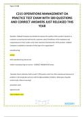 WGU C215 OPERATIONS MANAGEMENT OA PRACTICE TEST EXAM WITH 500 QUESTIONS AND CORRECT ANSWERS JUST RELEASED THIS YEAR