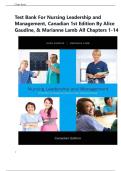 Test Bank For Nursing Leadership and Management&comma; Canadian 1st Edition By Alice Gaudine&comma; & Marianne Lamb All Chapters 1-14