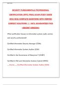 SFPC Final Exam Guide&colon; Security Fundamentals Professional Certification Prep
