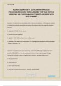 FLORIDA COMMUNITY ASSOCIATION MANAGER PRELICENSURE COURSE EXAM UPDATED THIS YEAR WITH &lpar;2 VERSIONS&rpar; 500 QUESTIONS AND CORRECT ANSWERS WITH JUST RELEASED
