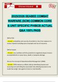 2025&sol;2026 SEABEE COMBAT WARFARE &lpar;SCW&rpar; COMMON CORE & UNIT SPECIFIC PHIBCB ACTUAL Q&A 100&percnt; PASS