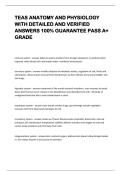 TEAS ANATOMY AND PHYSIOLOGY  WITH DETAILED AND VERIFIED  ANSWERS 100&percnt; GUARANTEE PASS A&plus;  GRADE 