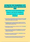  Automated Test Framework &lpar;ATF&rpar; Fundamentals Micro-Certification 2023 PRACTICE EXAM QUESTIONS WITH CORRECT DETAILED ANSWERS &vert; ALREADY GRADED A&plus;<recent version>