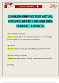 BERMUDA DRIVING TEST ACTUAL 2025&sol;2026 QUESTIONS AND 100&percnt; CORRECT ANSWERS